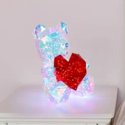Lámpara de mesa infantil LED Brondar Oso, roja, altura 32 cm