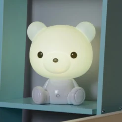 Lámpara de mesa infantil Oso Dodo, blanca, atenuable, ABS