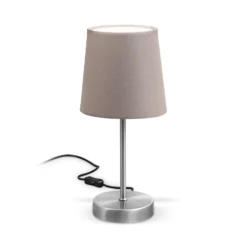 Lámpara de mesa Kaneo, color topo, altura 30,8 cm, metal, textil, E14