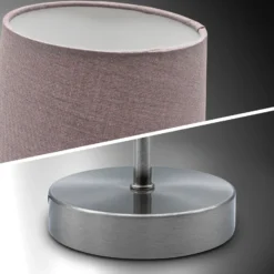 Lámpara de mesa Kaneo, color topo, altura 30,8 cm, metal, textil, E14
