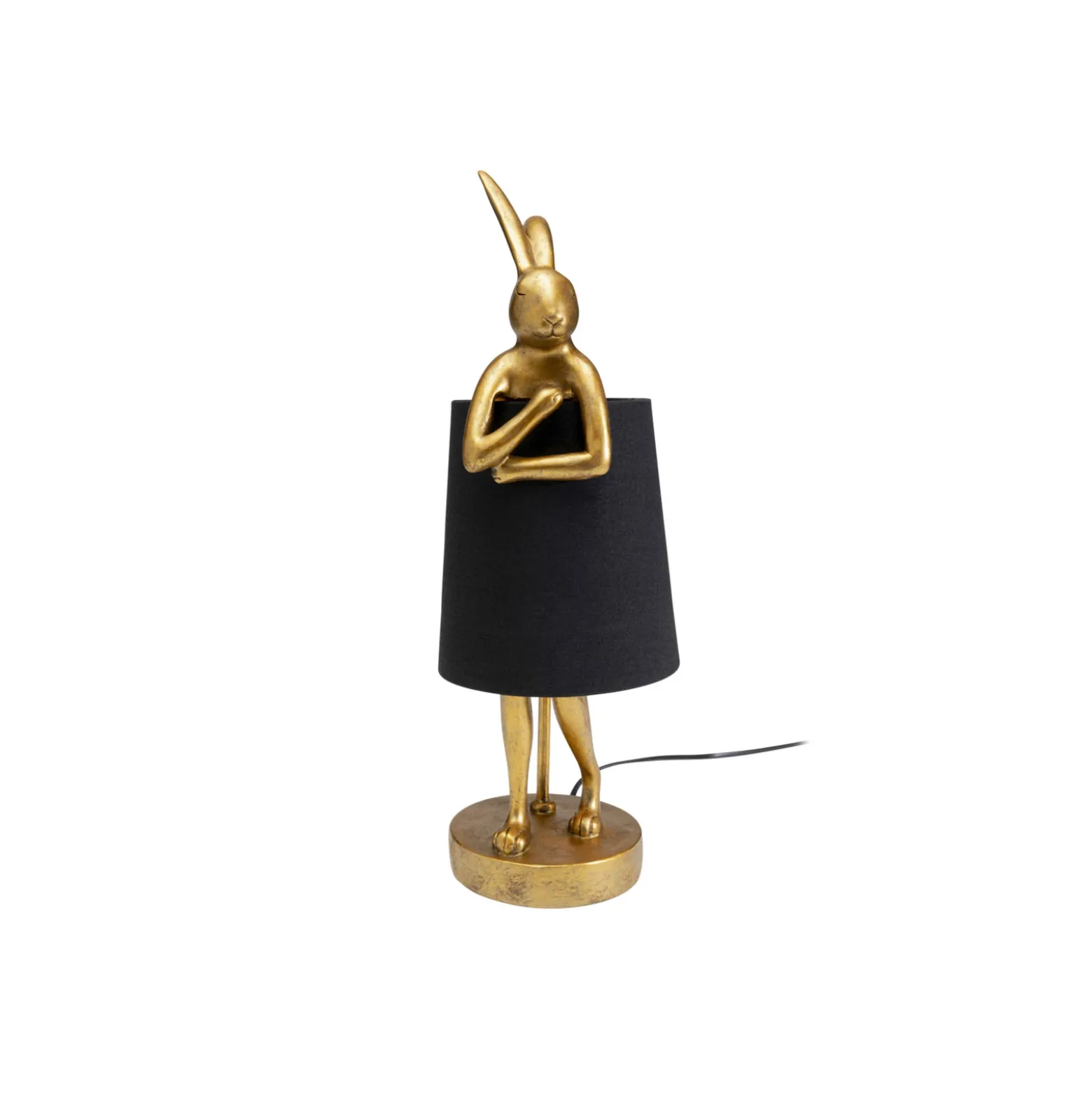 Lámpara de mesa KARE Animal Rabbit, dorada/negra, 50 cm, E14