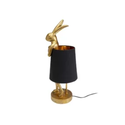 Lámpara de mesa KARE Animal Rabbit, dorada/negra, 50 cm, E14