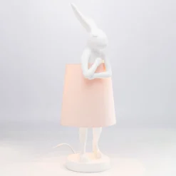Lámpara de mesa KARE Animal Rabbit, blanco/rosa, 68 cm, E14