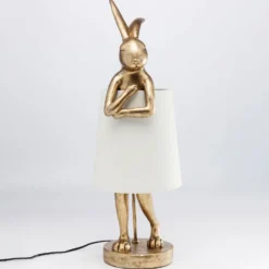 Lámpara de mesa KARE Animal Rabbit, dorada/blanca, 68 cm, E14