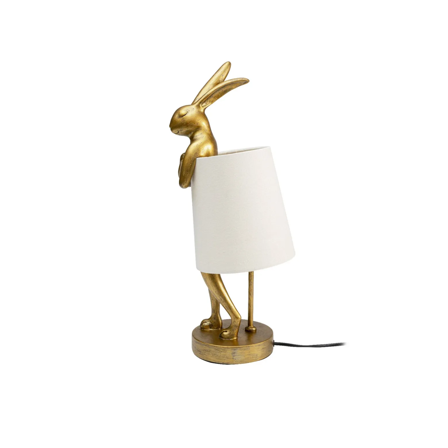 Lámpara de mesa KARE Animal Rabbit, dorada/blanca, altura 50 cm