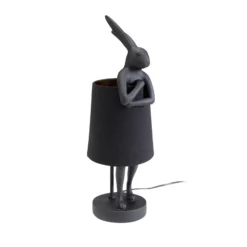 Lámpara de mesa KARE Animal Rabbit, textil, negro, 50 cm, E14