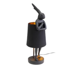 Lámpara de mesa KARE Animal Rabbit, textil, negro, 50 cm, E14