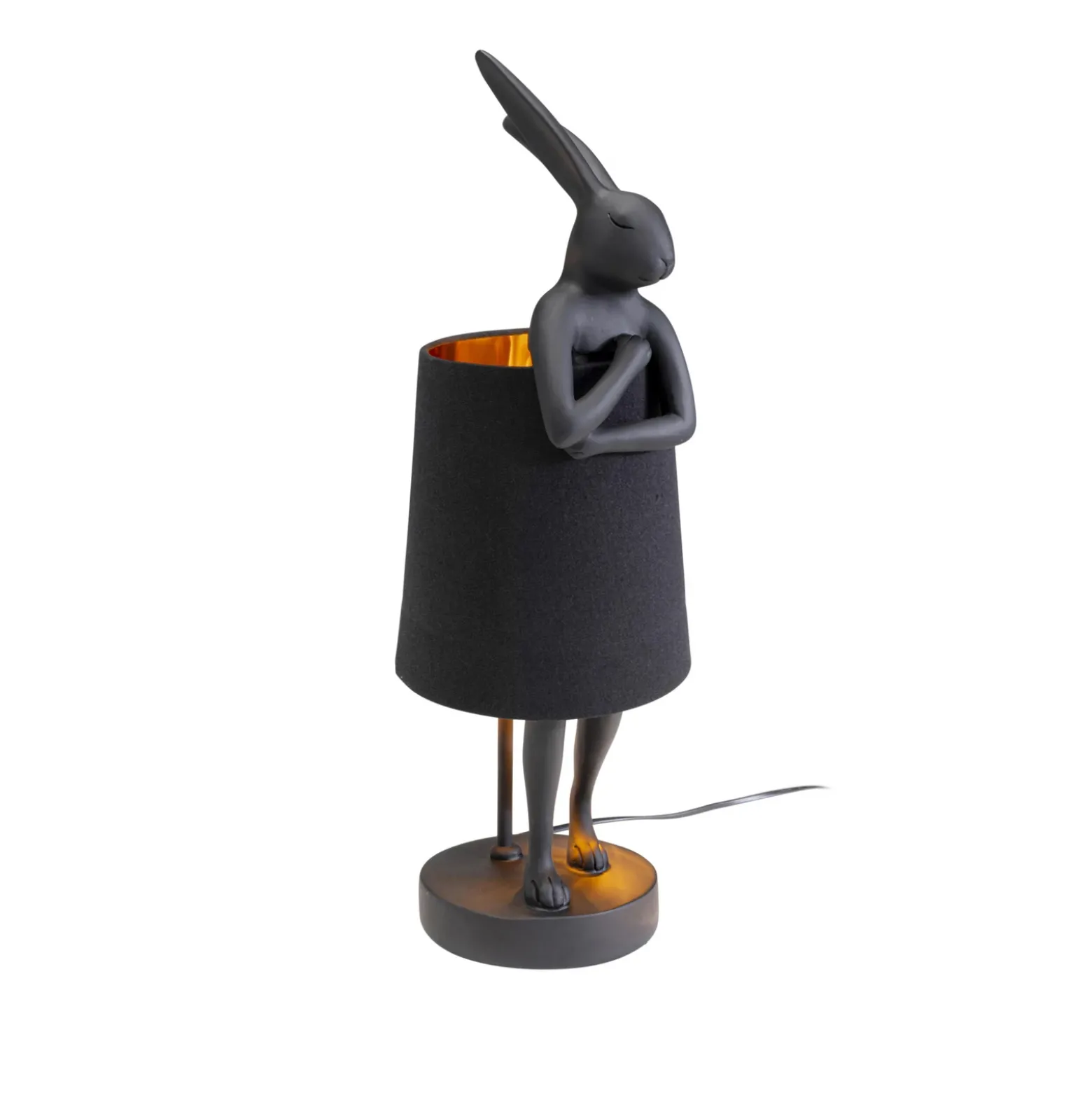 Lámpara de mesa KARE Animal Rabbit, textil, negro, 50 cm, E14