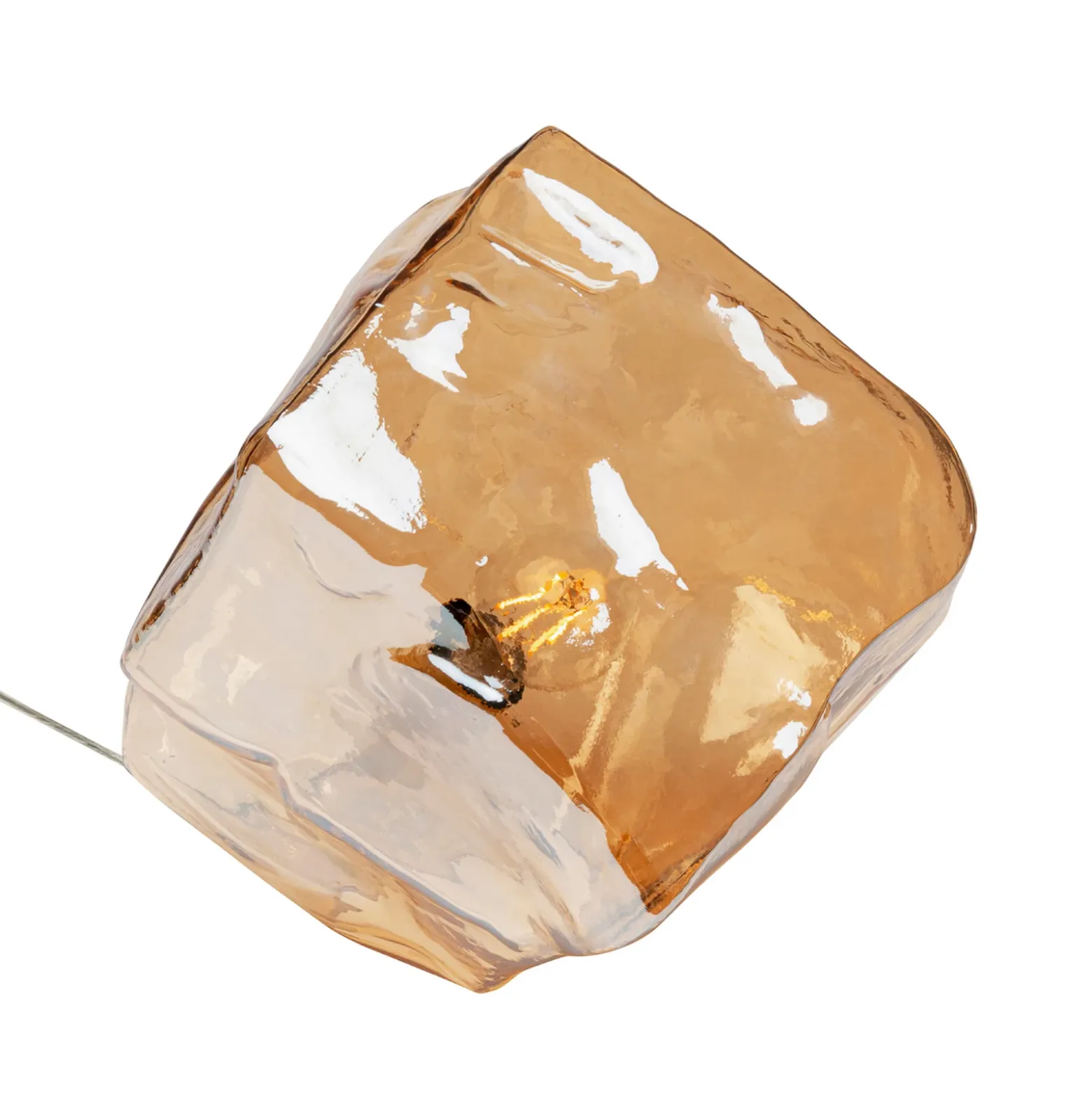 Lámpara de mesa KARE Aura, ámbar, cristal, Ø 30 cm, E27