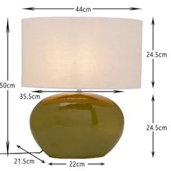 Lámpara de mesa KARE Beo, verde, algodón, altura 50 cm, casquillo E27