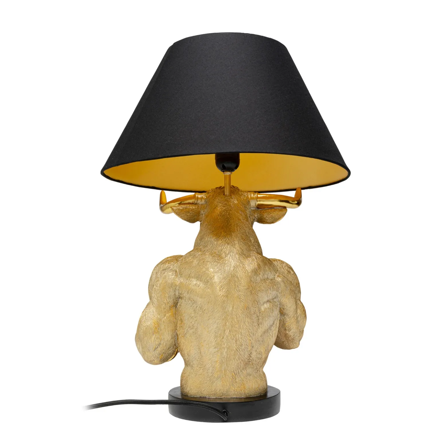 Lámpara de mesa KARE Boxer Bull, negro/dorado, 53 cm, E27
