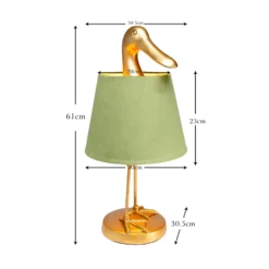 Lámpara de mesa KARE «Duck», verde, lino, altura 61 cm, E27