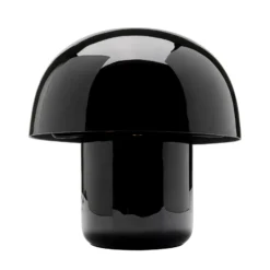 Lámpara de mesa KARE Mushroom, negra, metal, 20 cm, E14