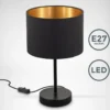 Lámpara de mesa Kari, negro/dorado, altura 33 cm, textil, E27
