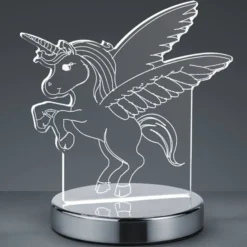 Lámpara de mesa Karo con holograma 3D, unicornio