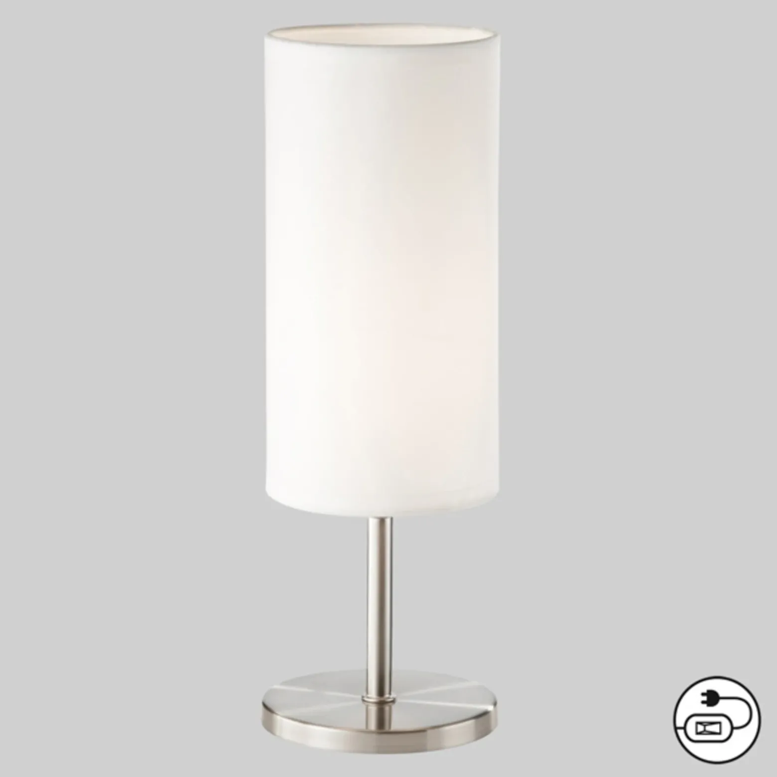 Lámpara de mesa Kira pantalla textil níquel/blanco