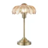 Lámpara de mesa Kurage, latón antiguo/ámbar, cristal, altura 43 cm, E27