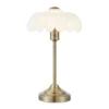 Lámpara de mesa Kurage, latón antiguo/blanco, cristal, altura 43 cm, E27