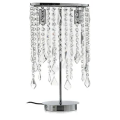 Lámpara de mesa Laila con cristal colgante, 2 luces