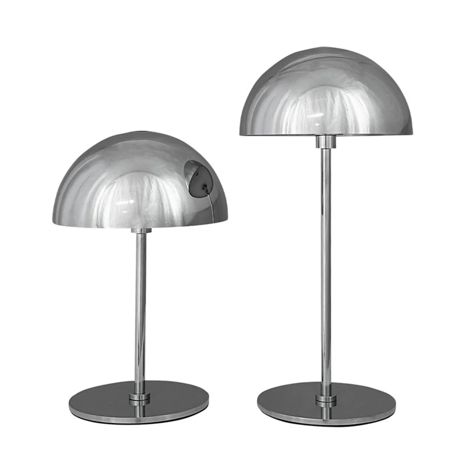 Lámpara de mesa LED Along de Dyberg Larsen, cromada, juego de 2 unidades