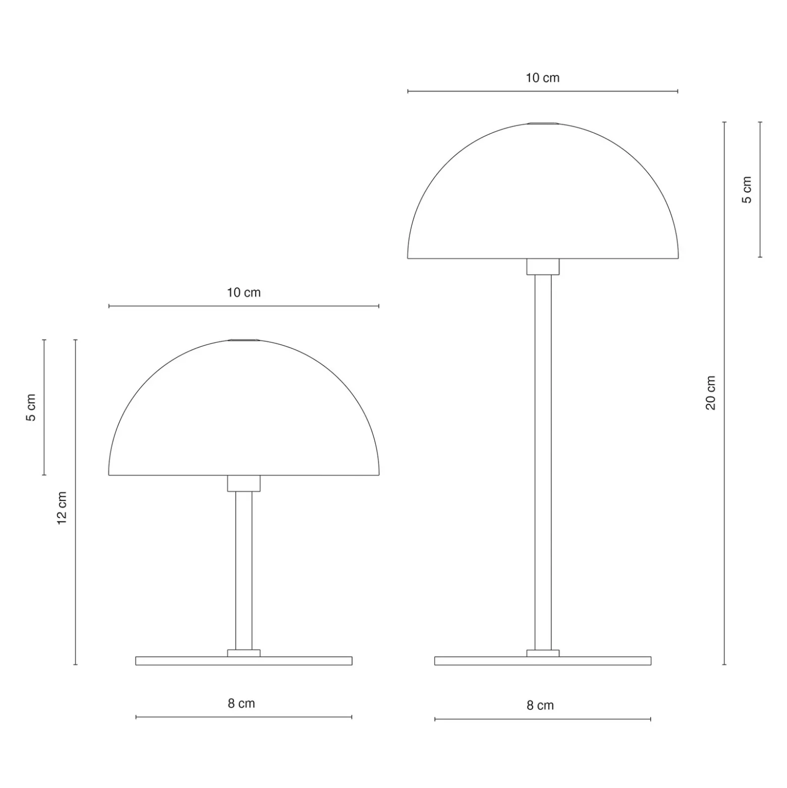 Lámpara de mesa LED Along de Dyberg Larsen, cromada, juego de 2 unidades