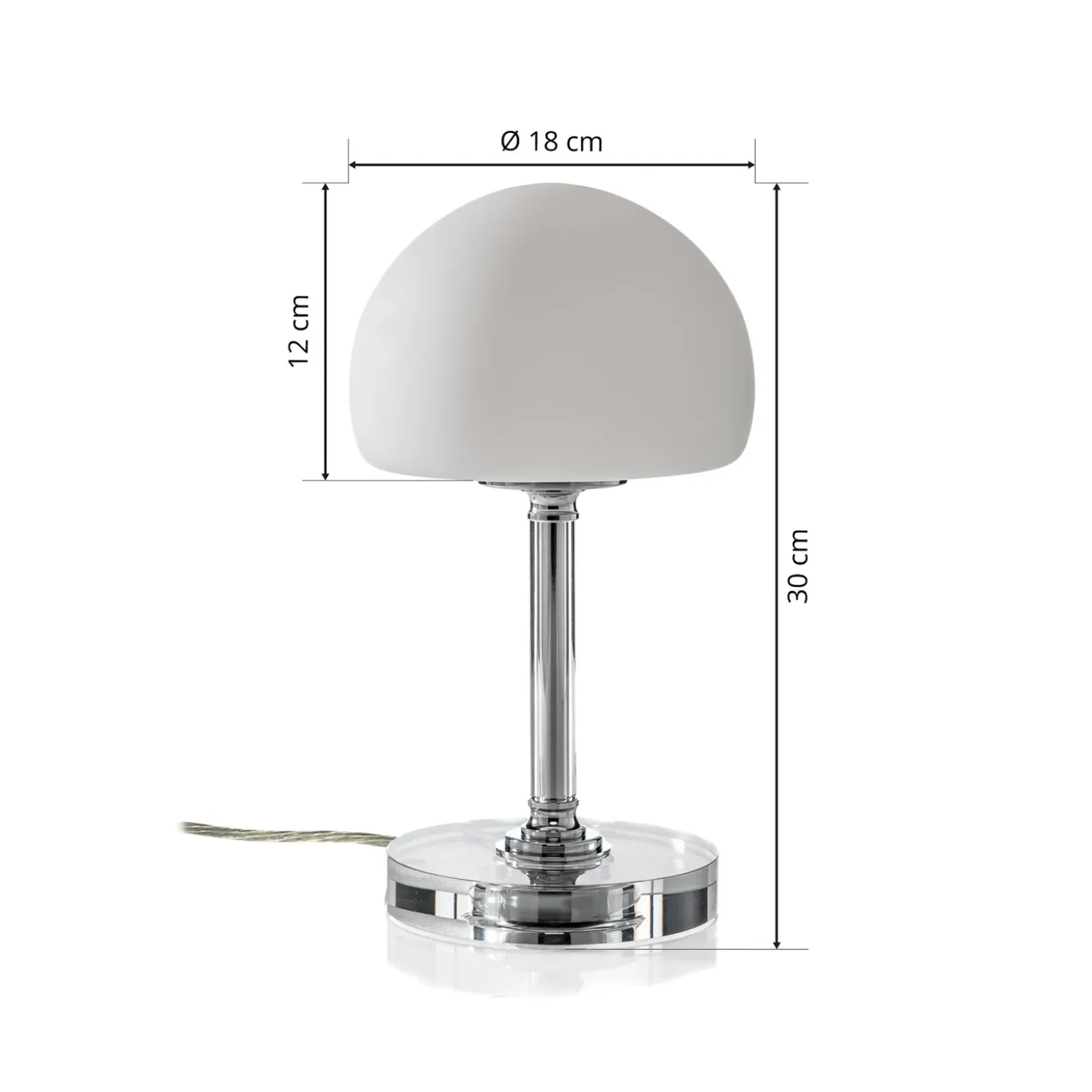 Lámpara de mesa LED Ancilla, cromada, regulador de intensidad de 30 cm,