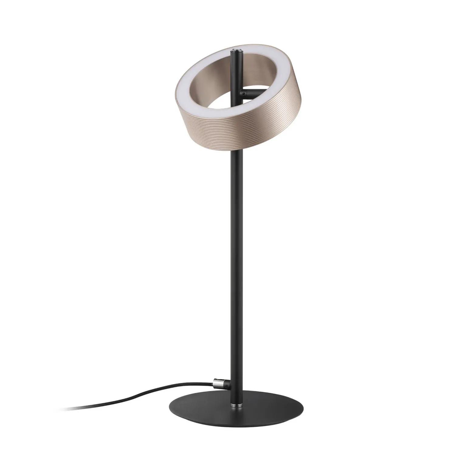 Lámpara de mesa LED Axion, negra/marrón, altura 45 cm, CCT