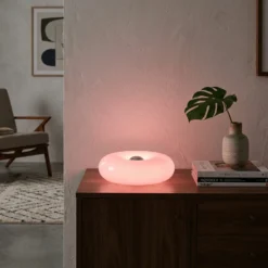 Lámpara de mesa LED Basile, violeta, cristal, 2.700 K