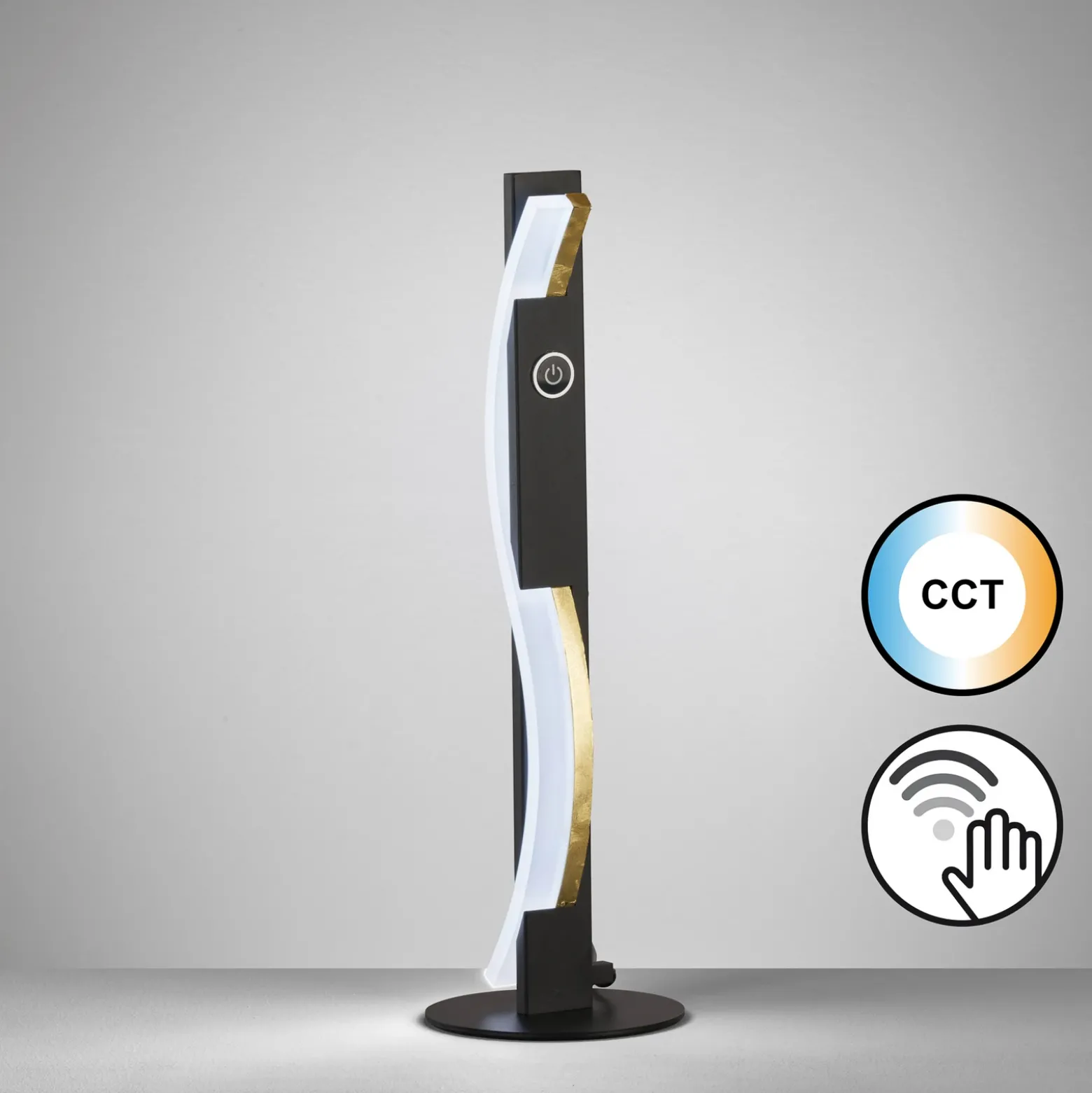 Lámpara de mesa LED Bridge con sensor de gestos, atenuable, CCT, negro
