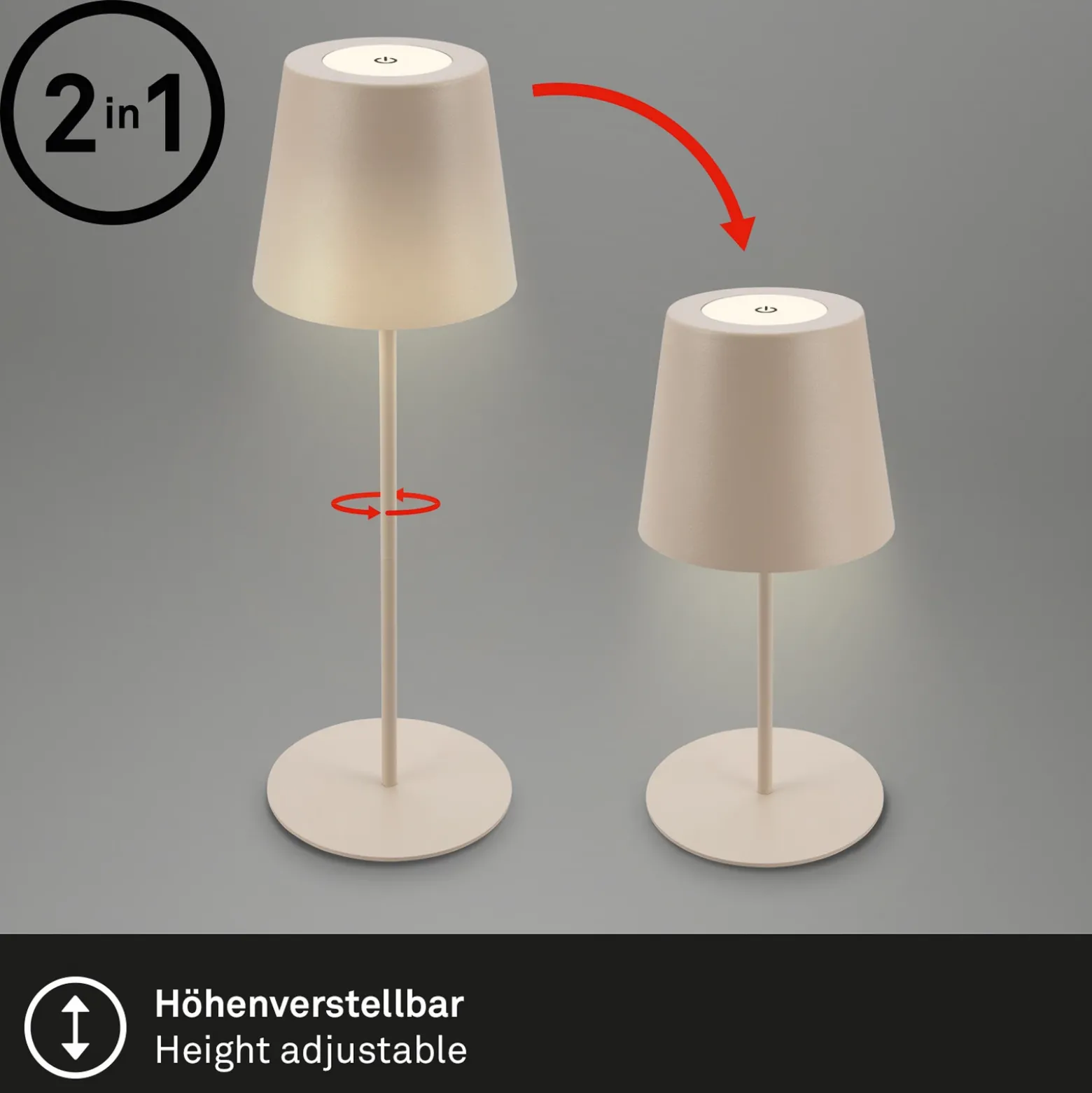 Lámpara de mesa LED con batería 7508011, beige, 2.700 K IP44 Regulador táctil