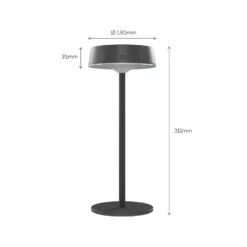 Lámpara de mesa LED con batería recargable Calex Parma, atenuable, negro