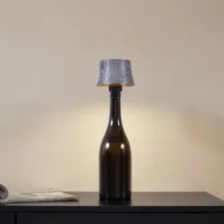 Lámpara de mesa LED con batería recargable Lindby Linor, gris humo, USB,