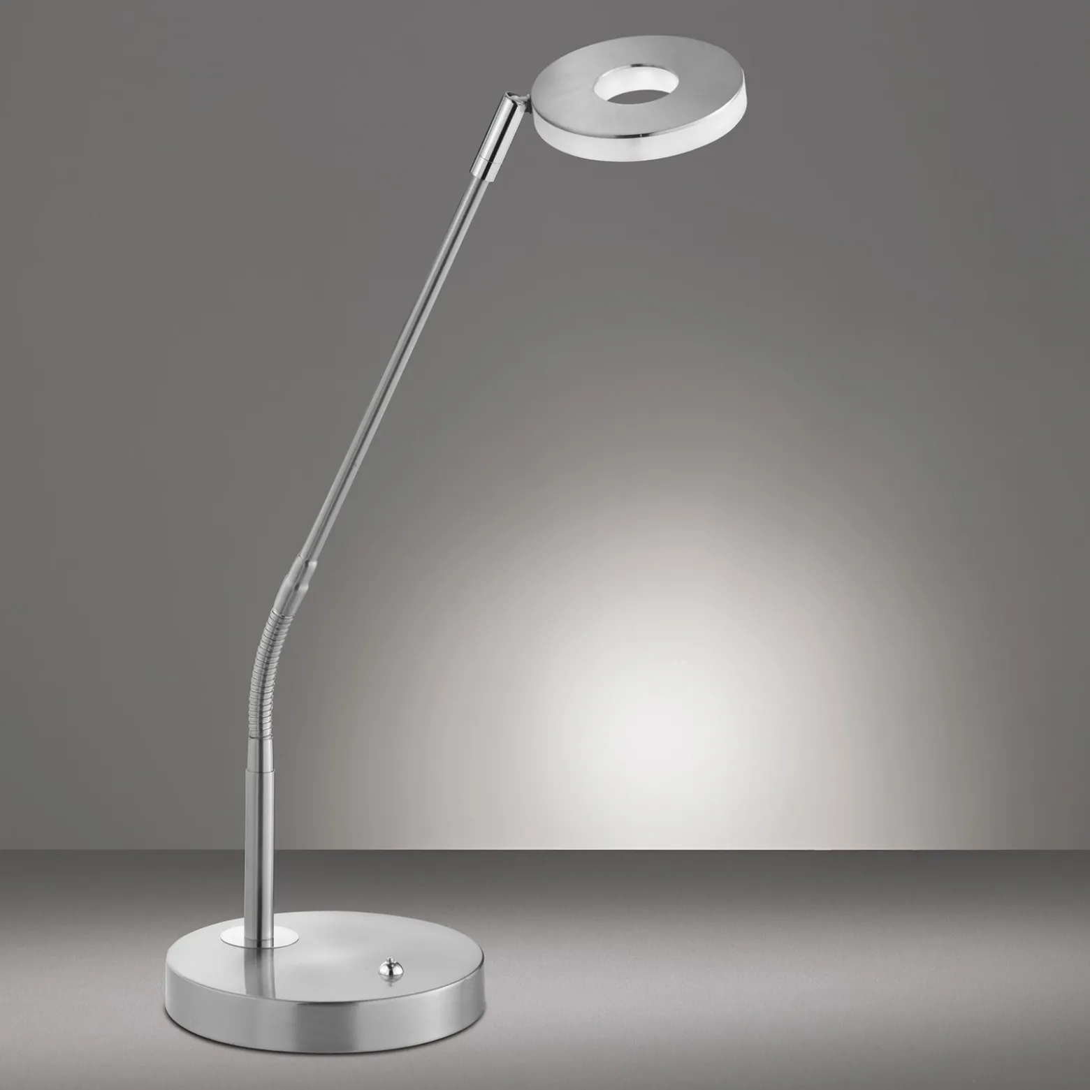 Lámpara de mesa LED Dent, níquel/cromo, 60 cm, metal, CCT 1 luz.