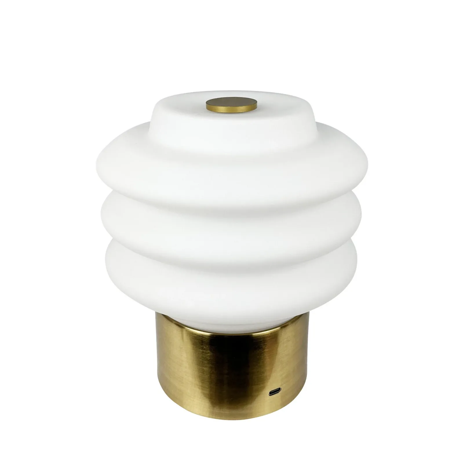 Lámpara de mesa LED Dyberg Larsen Diva, blanco/color latón