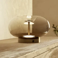 Lámpara de mesa LED EGLO OPTICA 1, bronce/marrón, Ø 25 cm, CCT