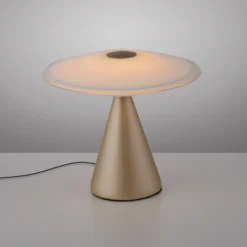 Lámpara de mesa LED Elipsa de Paul Neuhaus, blanca/bronce, atenuable