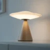 Lámpara de mesa LED Elipsa de Paul Neuhaus, blanca/bronce, atenuable
