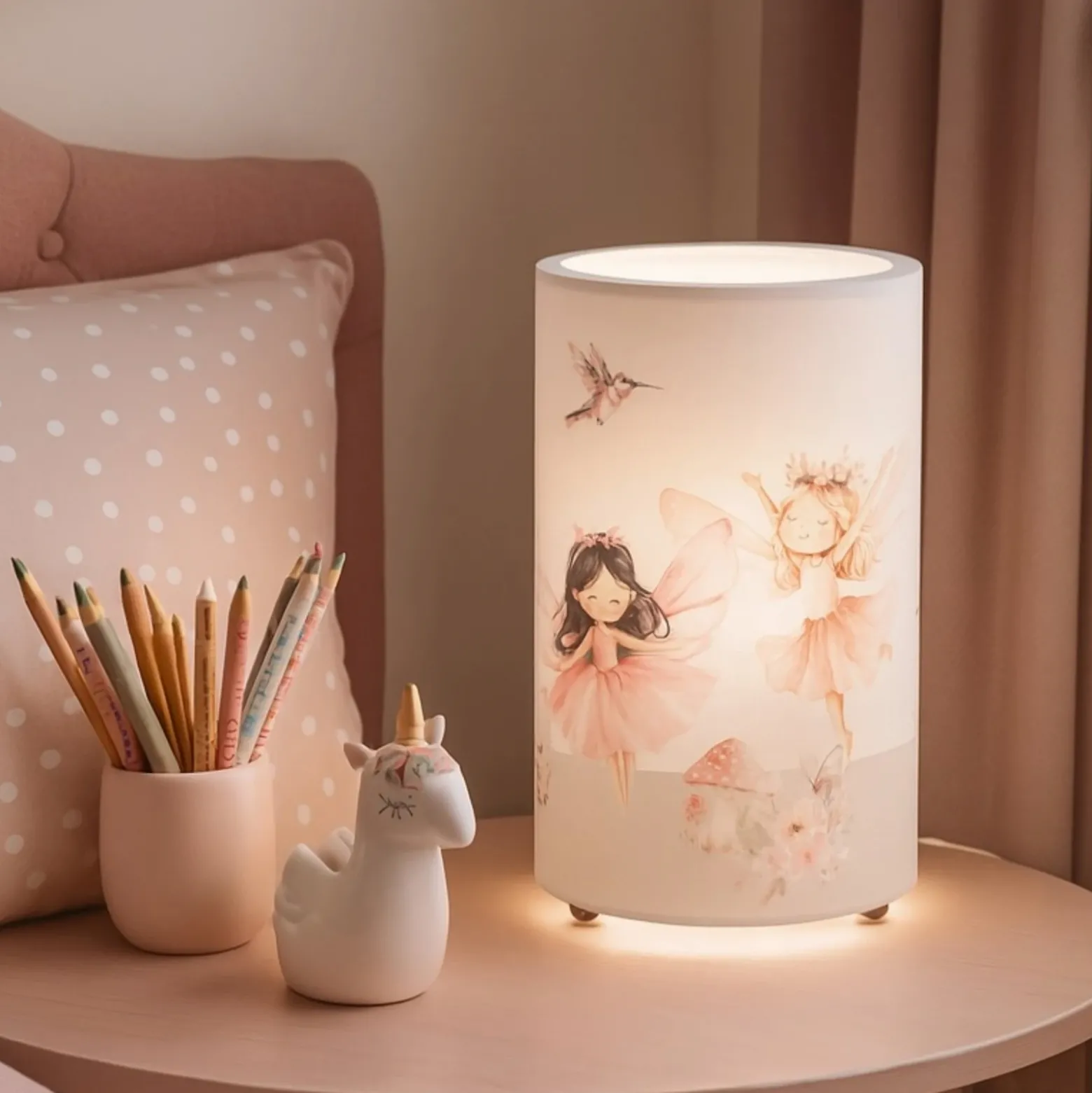 Lámpara de mesa LED «Feenwelt», blanca/rosa, altura 25 cm