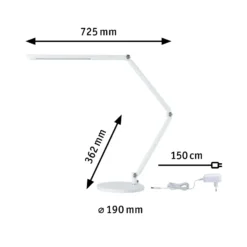 Lámpara de mesa LED FlexBar de Paulmann, blanca, 36 cm, CCT