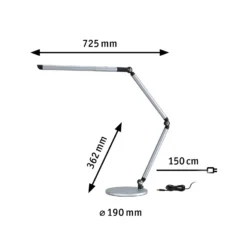 Lámpara de mesa LED FlexBar de Paulmann, plateada, 36 cm, CCT