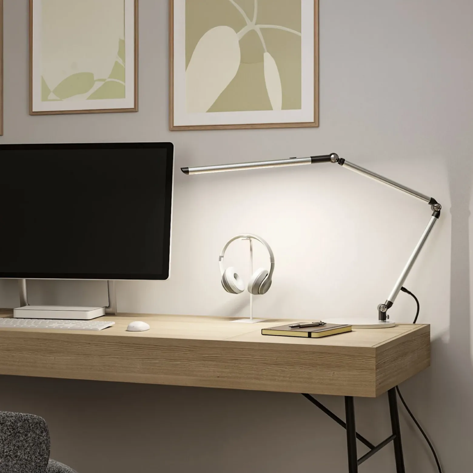 Lámpara de mesa LED FlexBar de Paulmann, plateada, 36 cm, CCT