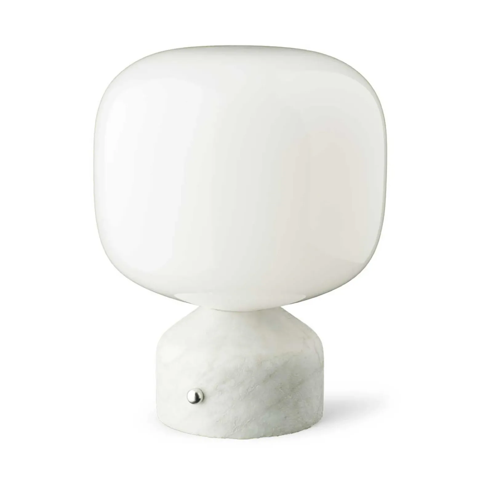 lámpara de mesa LED GEJST Meemo, mármol blanco, cristal, USB