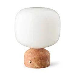 lámpara de mesa LED GEJST Meemo, mármol ámbar, cristal, USB