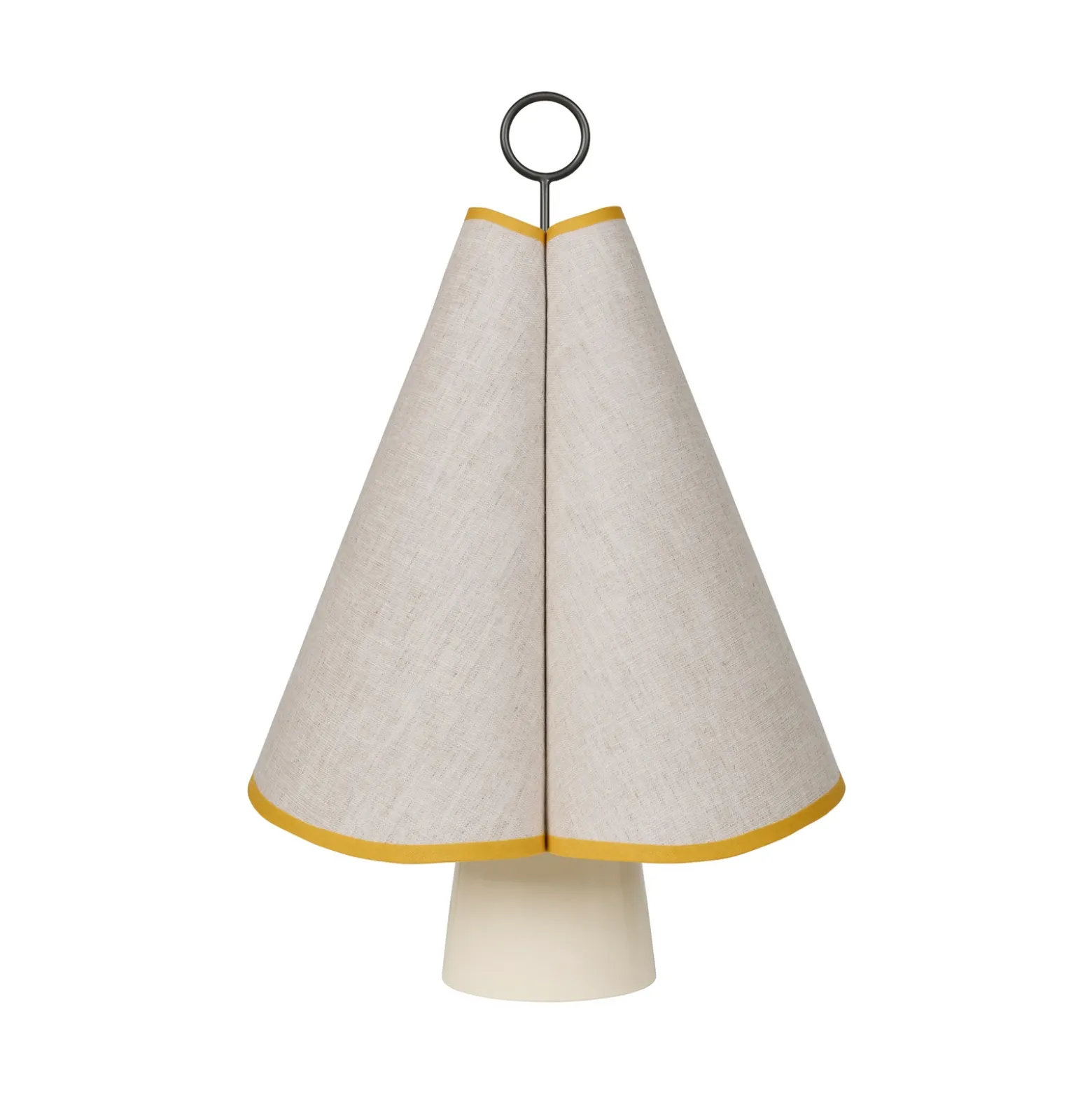 Lámpara de mesa LED Gubi Hornbæk, beige/amarillo, lona