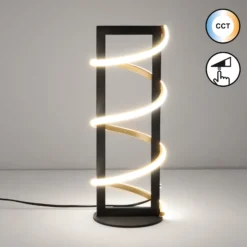 Lámpara de mesa LED Gwen, negra, altura 45 cm, CCT, regulador táctil