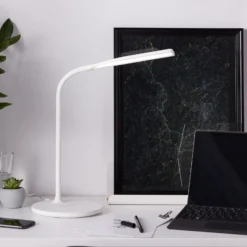 Lámpara de mesa LED Joni, blanca, altura 34 cm, CCT, atenuable