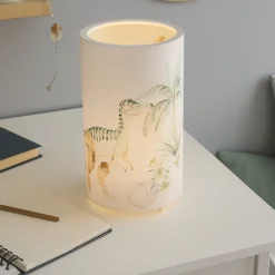Lámpara de mesa LED Jurassic, blanca/colorida, altura 25 cm