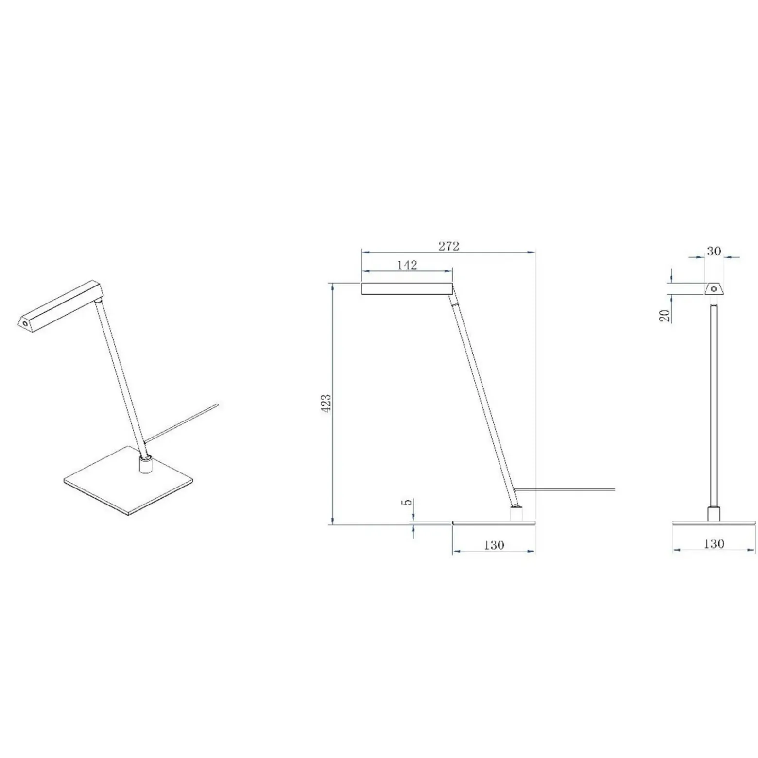 Lámpara de mesa LED Lavale, negra, atenuable, altura 42 cm