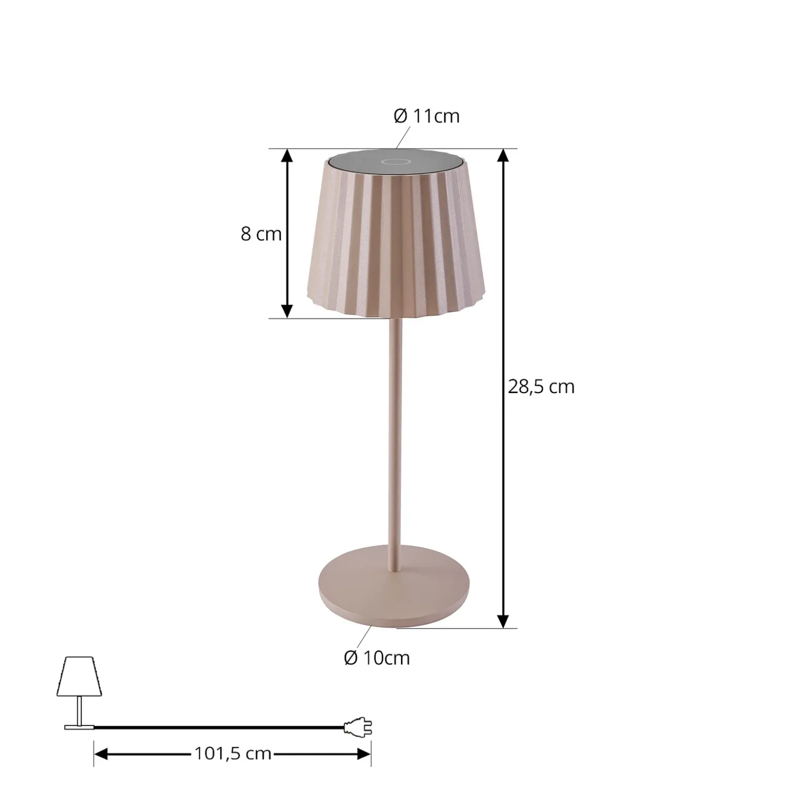 lámpara de mesa LED Lindby Esali, beige, metal, IP65