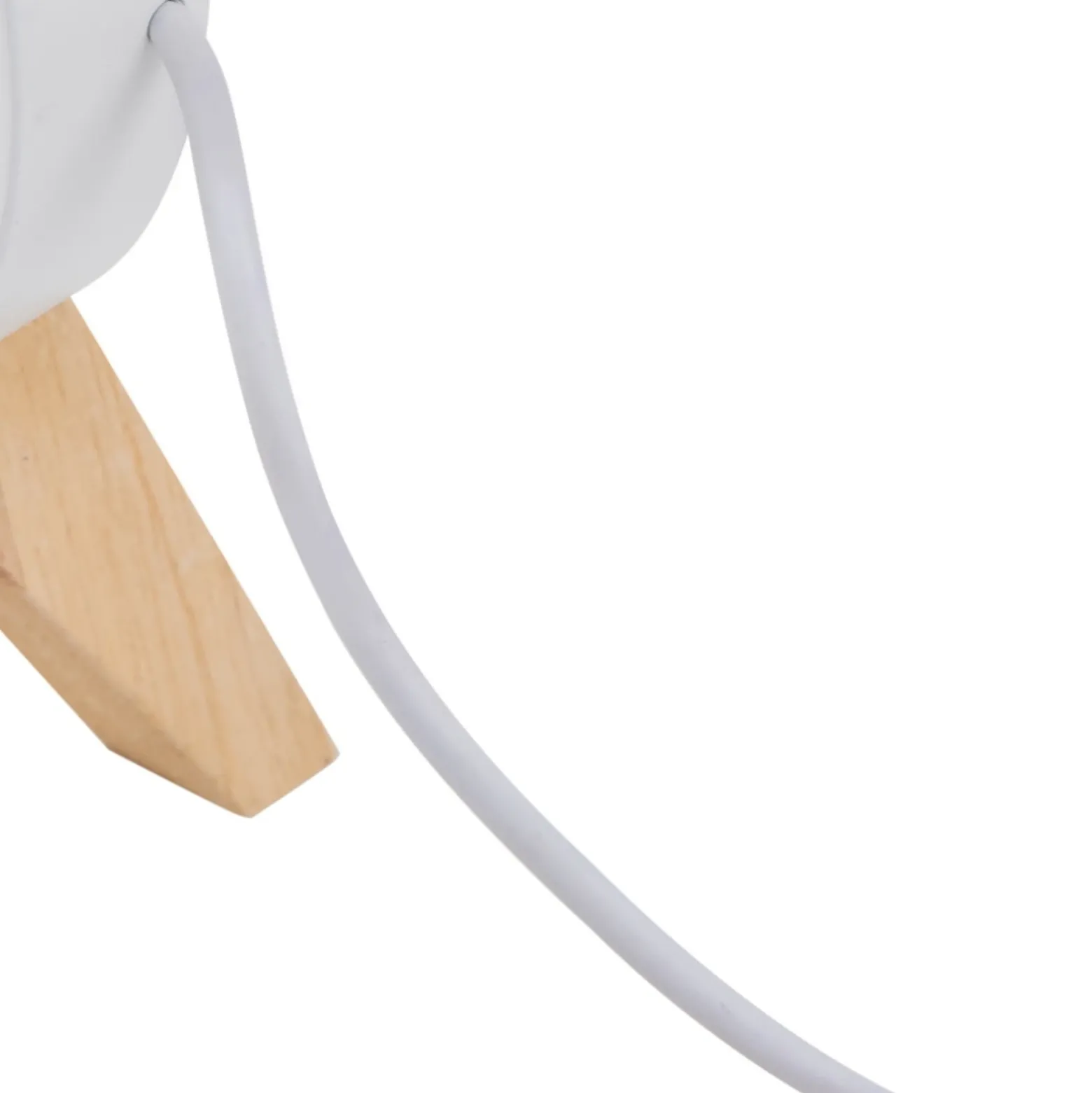 Lámpara de mesa LED Lindby Hirvi, blanca, madera, 31 cm, CCT, atenuable